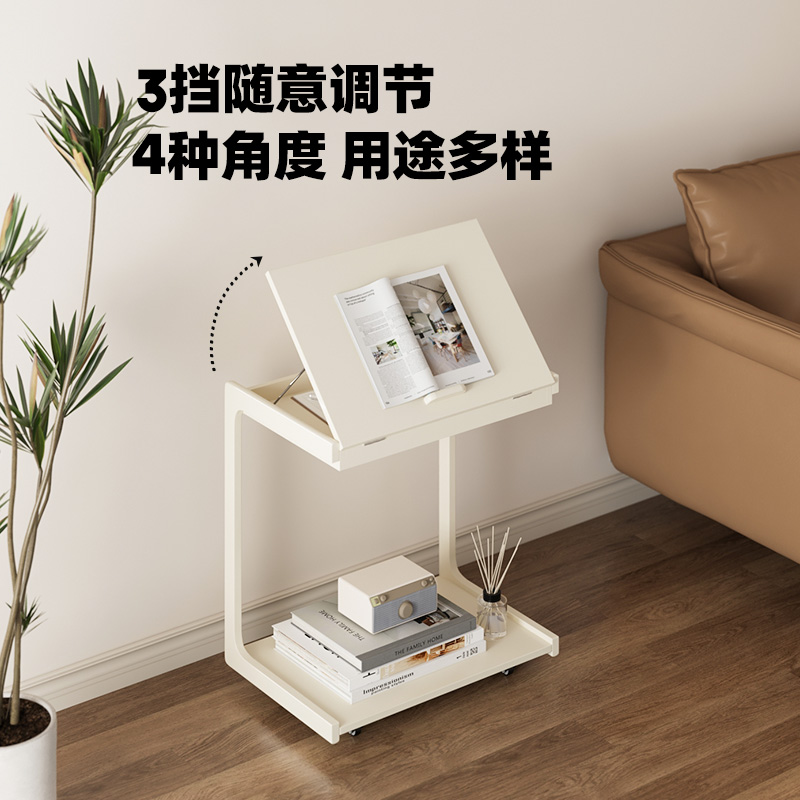 沙发边桌小茶几可带轮卧室客厅家用奶油风实木边几迷你小桌子