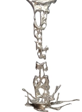 软装水滴海浪银色鱼群吊饰雕塑玻璃钢酒店大堂客厅天花吊顶装置