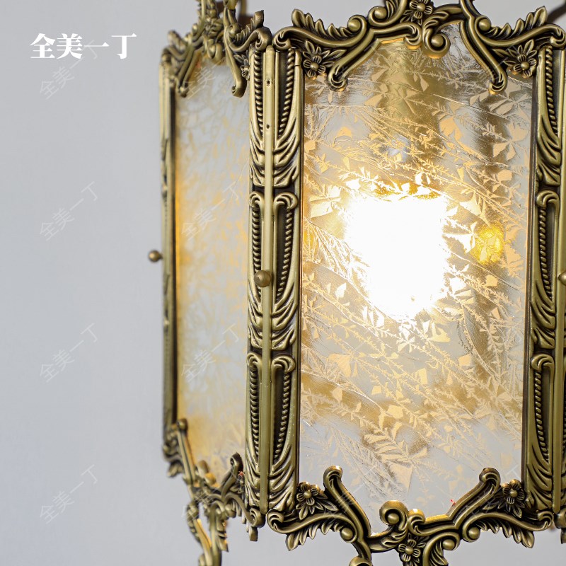 全美一丁法式中古复古穆夏玻璃黄铜卧室床头灯书桌过道吊灯夜灯壁