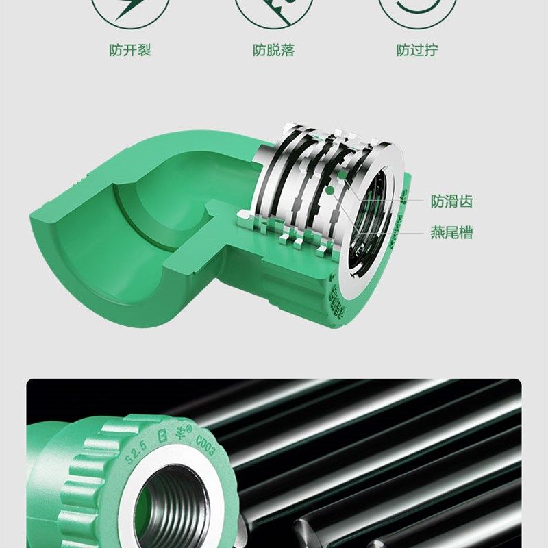 日丰水管装饰通用冷热水管件大端面内牙直通