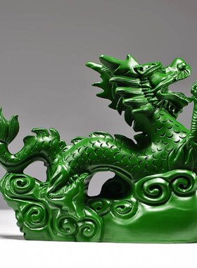绿色实木龙木质飞龙木雕龙工艺补角青龙客厅新居送礼品