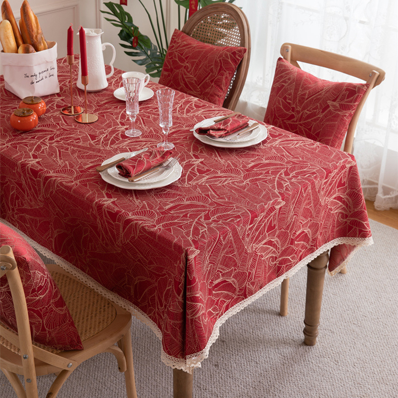中式红色结婚喜庆桌布祥云花边餐桌布茶几布婚礼装饰桌布盖巾