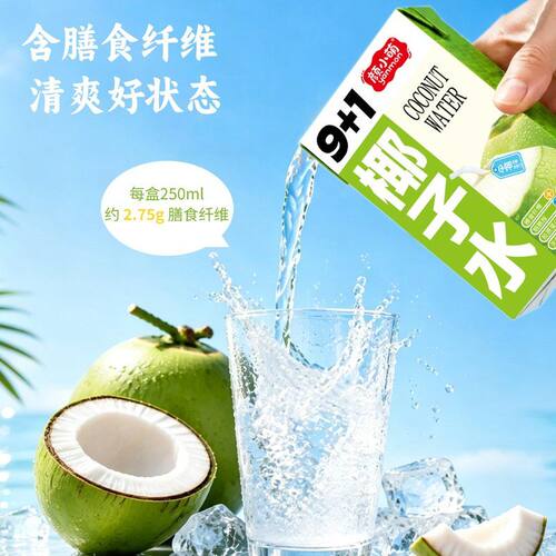 颜小萌9+1椰子水250ml*10夏天解渴便携饮品饮料水清爽整箱礼盒1
