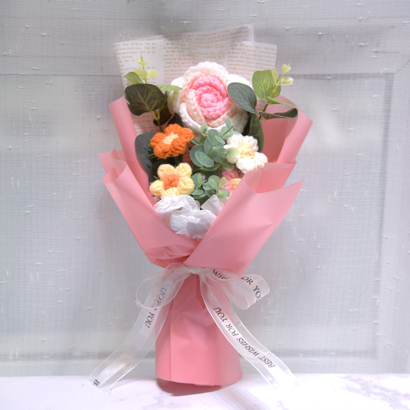 针织向日葵毛线花束编织生日礼物送女生毕业 结婚礼物 婚庆礼品