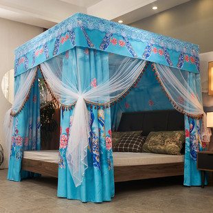家用卧室公主风带落地加粗支架全遮光床幔1.5m1.8m 床帘蚊帐一体式