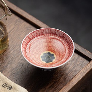 千佛斗笠杯青花瓷主人杯单杯茶杯陶瓷茶盏茶具茶碗个人杯家用杯子