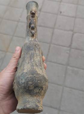 仿古出土铜器收藏纯铜单龙戏珠双耳貔貅花瓶摆件老包浆