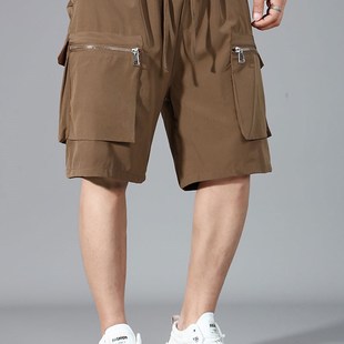 12XL多口袋工装短裤男宽松薄款卡其紫色2024裤衩男外穿五分裤大码