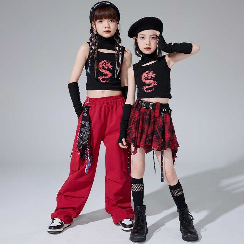 女孩子jazz爵士舞服装女童甜酷露脐上衣走秀服少儿嘻哈街舞表演服