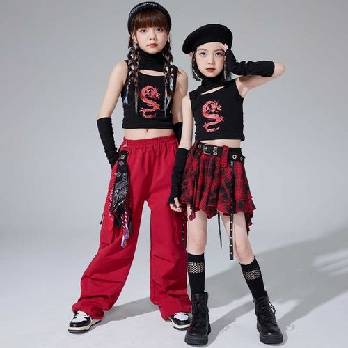 女孩子jazz爵士舞服装女童甜酷露脐上衣走秀服少儿嘻哈街舞表演服