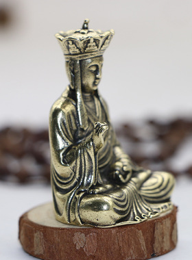 仿古做旧铜地藏王菩萨佛像 小号摆件迷你随身禅意小铜佛
