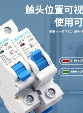 空气开关DZ47家用空开1P小型断路器220V短路保护器2P总闸 63A C45