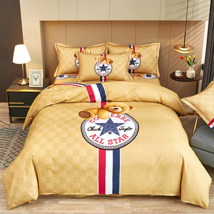 加厚全棉床单被套儿童卡通四件套1.5床笠男孩女孩纯棉磨毛三件套