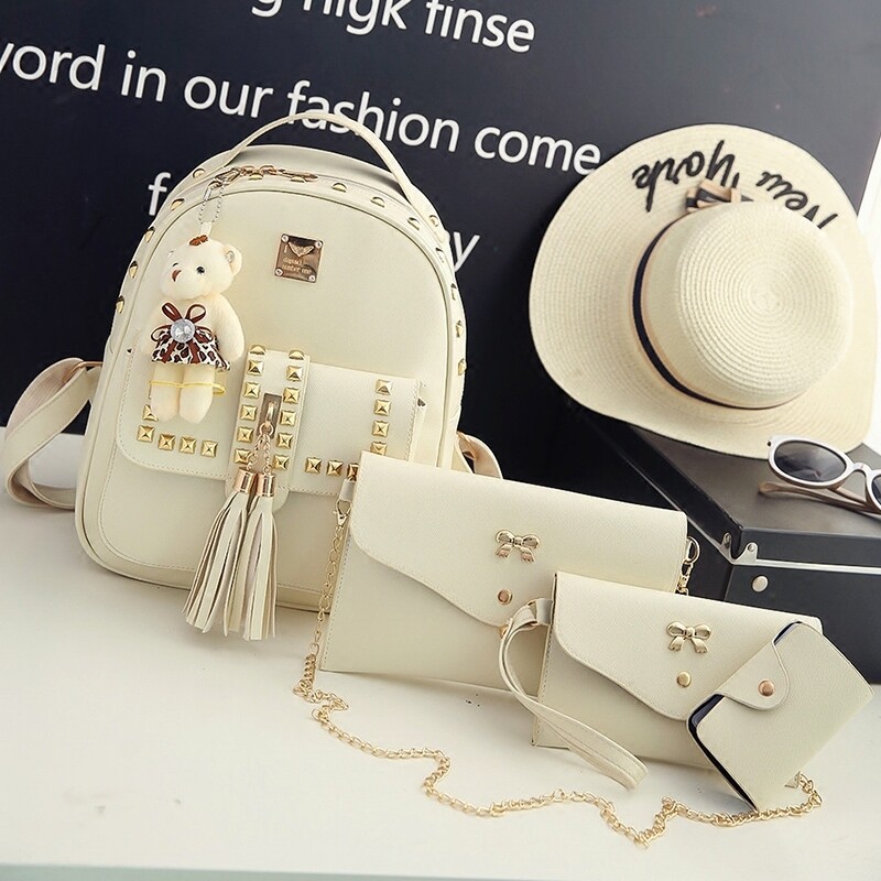 包包2024新款韩版双肩包女潮百搭铆钉学院风学生书包时尚休闲背包