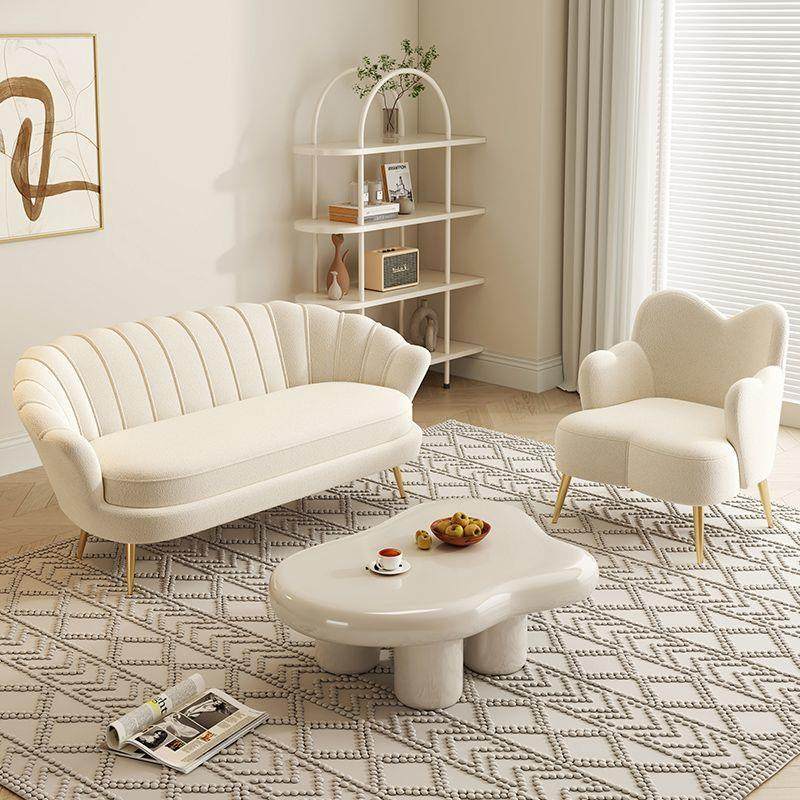 奶油风可爱女生卧室阳台小沙发小户型羊羔绒女装服装店双人三人位