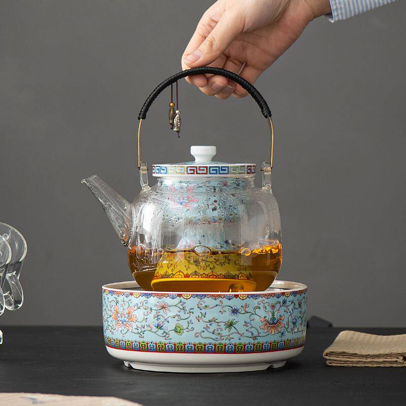 电陶炉煮茶器煮茶炉烧水壶围炉高端珐琅彩电炉茶具泡茶炉陶瓷炉