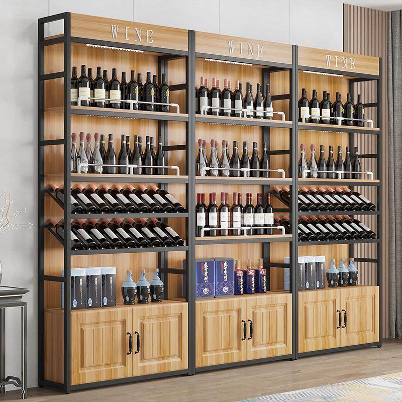 商用酒柜红酒酒庄酒架展示柜铁艺超市置物架落地货架葡萄酒白酒