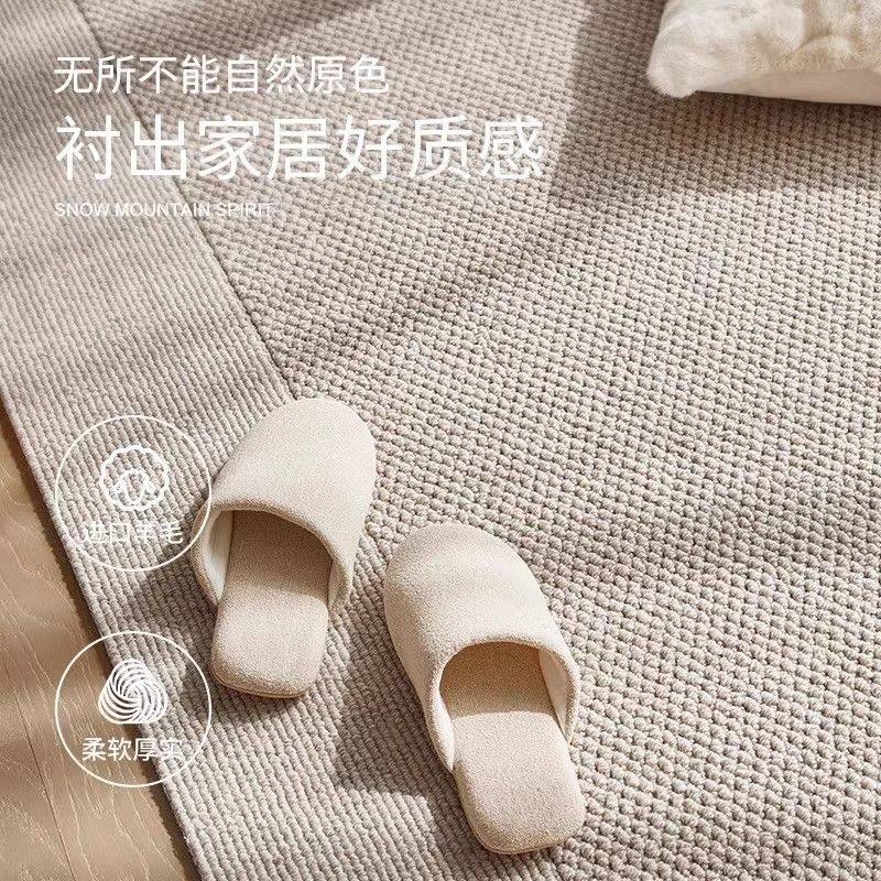 双色编制羊毛地毯客厅卧室进口地垫简约拍照纯色床边轻奢茶几定制