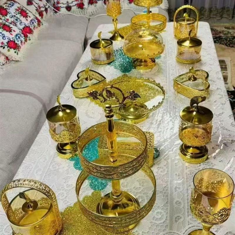 金色储物罐果盘储物罐组装