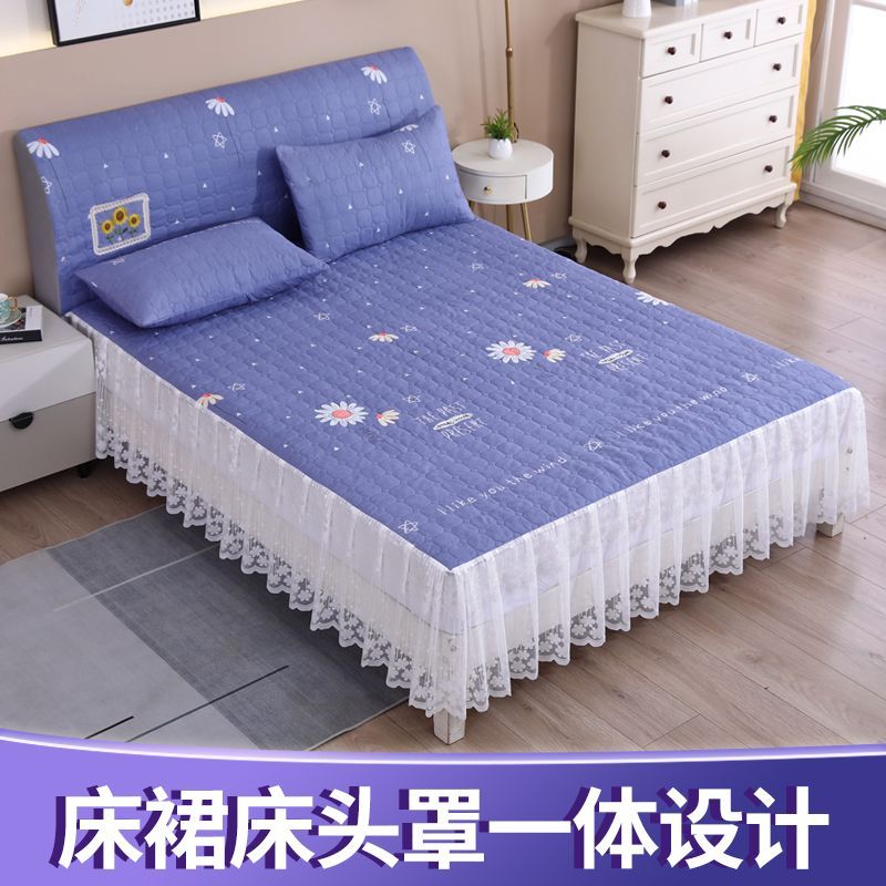 床上用品床裙床头罩套装夹棉加厚床罩通用型秋冬加厚床罩儿童卡通