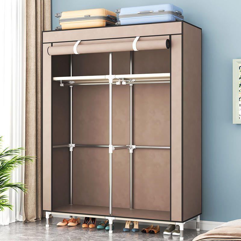 布衣柜家用卧室简易组装单人出租屋房用收纳衣橱钢管加粗加厚布套