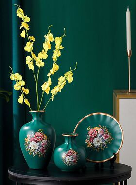 欧式陶瓷花瓶三件套家居客厅电视酒柜创意装饰品玄关结婚礼品摆件