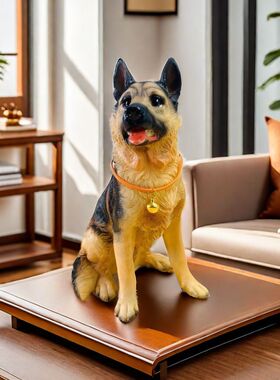 家用仿真德牧摆件仿真大狼狗模型客厅玄关柜桌面动物装饰工艺品