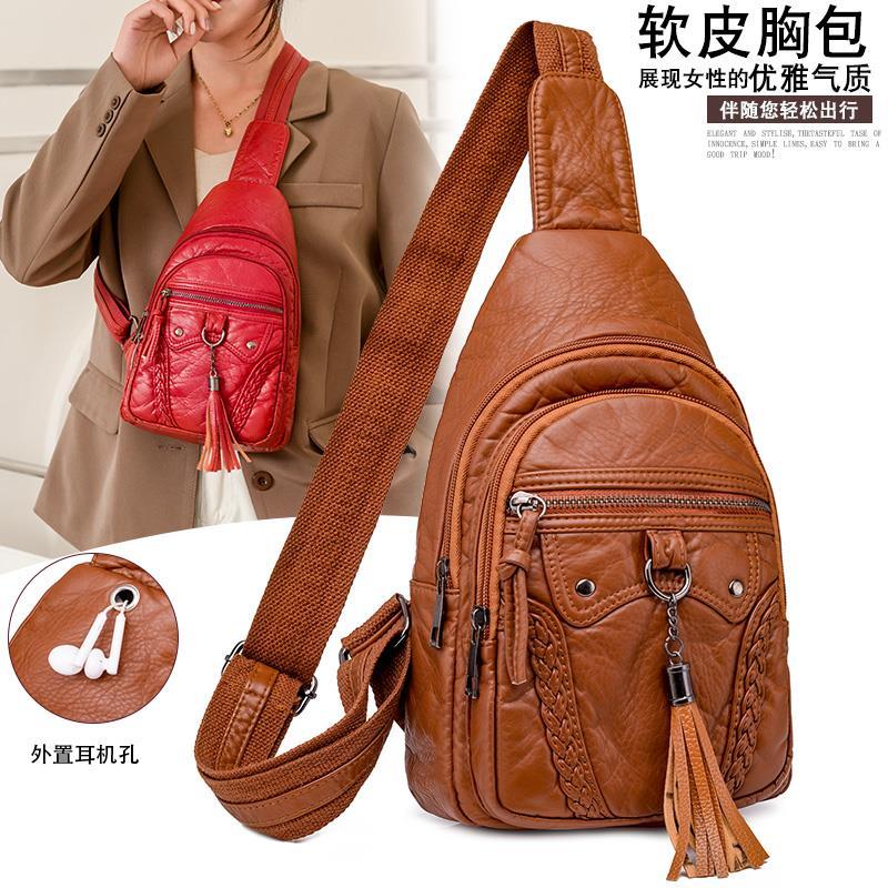 胸包女2021新款潮时尚软皮小背包简约休闲百搭女士胸前单肩斜挎包