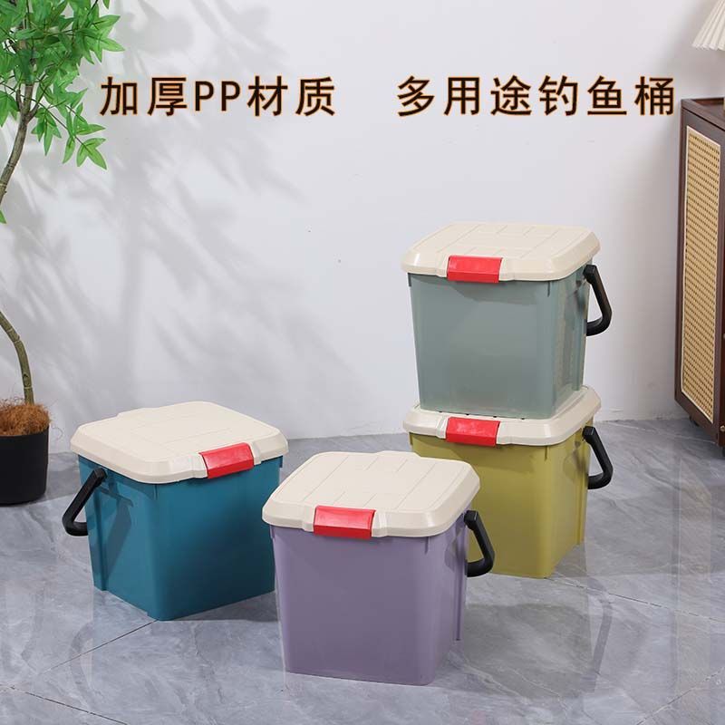带盖水桶洗车桶可坐人钓鱼桶多功能桶装活鱼桶收纳桶车载便携