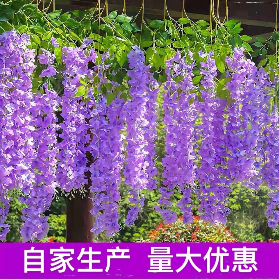 仿真紫藤花假花紫罗兰酒店吊顶室内婚庆装饰藤条塑料藤蔓植物
