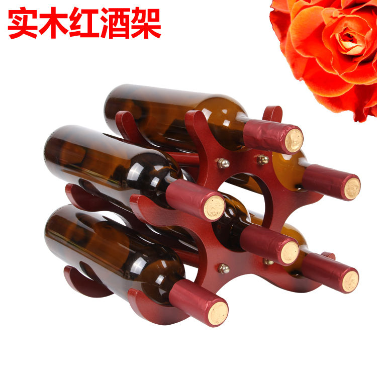 创意欧式实木红酒架装饰品 家用吧台洋酒架 客厅摆设葡萄酒架