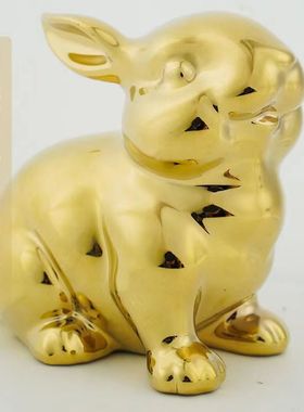 金兔陶瓷情侣兔景德镇原产客厅桌面摆件招财生肖兔电视柜书架摆件