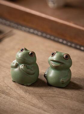 精品陶瓷可爱小青蛙摆件创