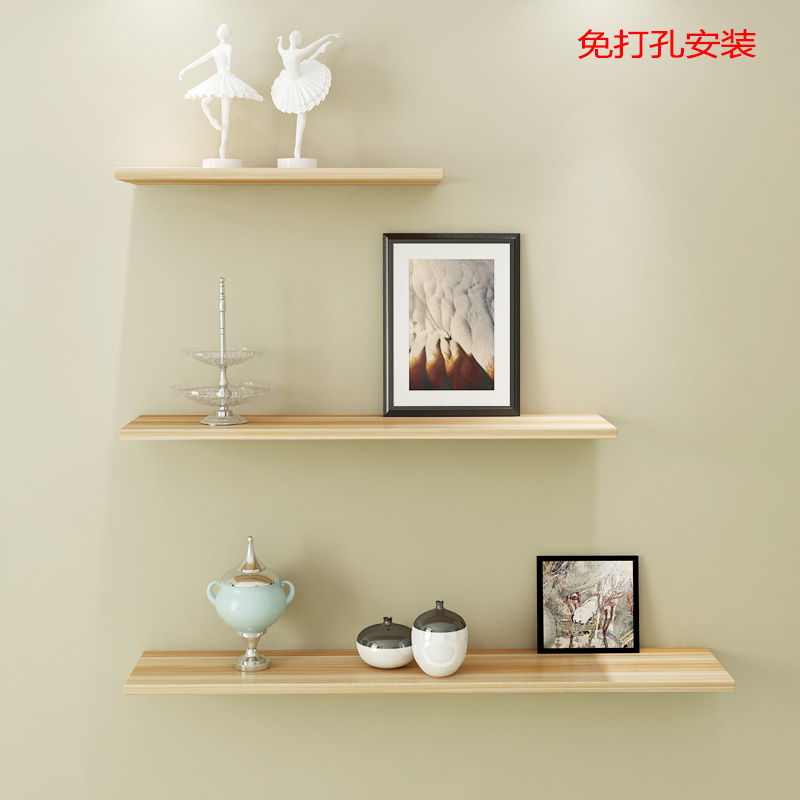 墙上置物架壁客厅一字隔板搁挂面书瓷砖打孔美甲墙架免打孔机顶盒