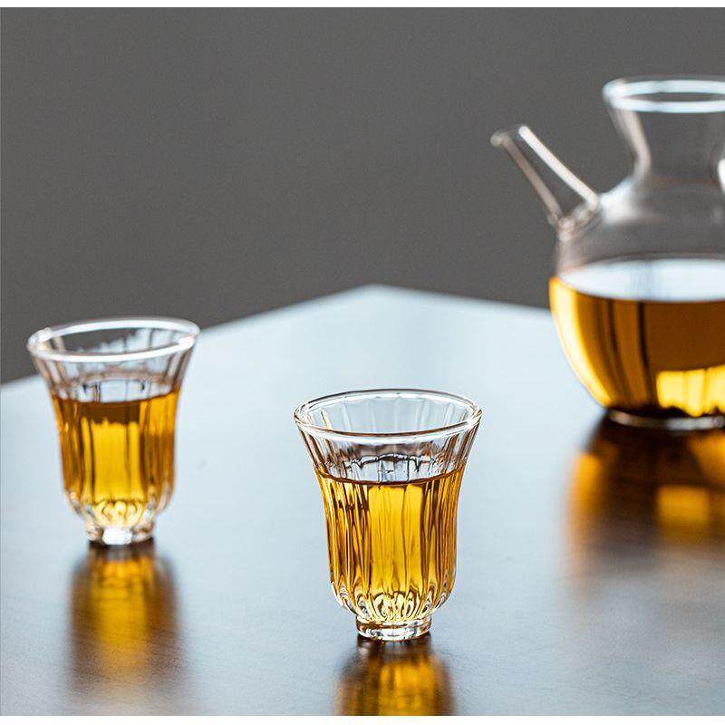 透明玻璃小茶杯高硼硅加厚品茗杯家用耐高温主人杯功夫茶具套装