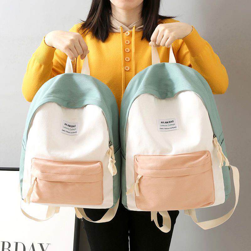 书包女原宿小清新撞色百搭