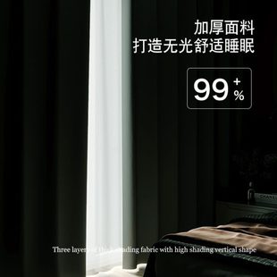 现轻奢加厚精密窗帘布 新款 纯色遮光隔音客厅卧室窗帘成品