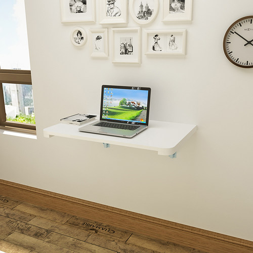 双支架连壁桌挂墙桌靠墙折叠桌实木壁挂桌电脑桌餐桌书桌墙壁桌子