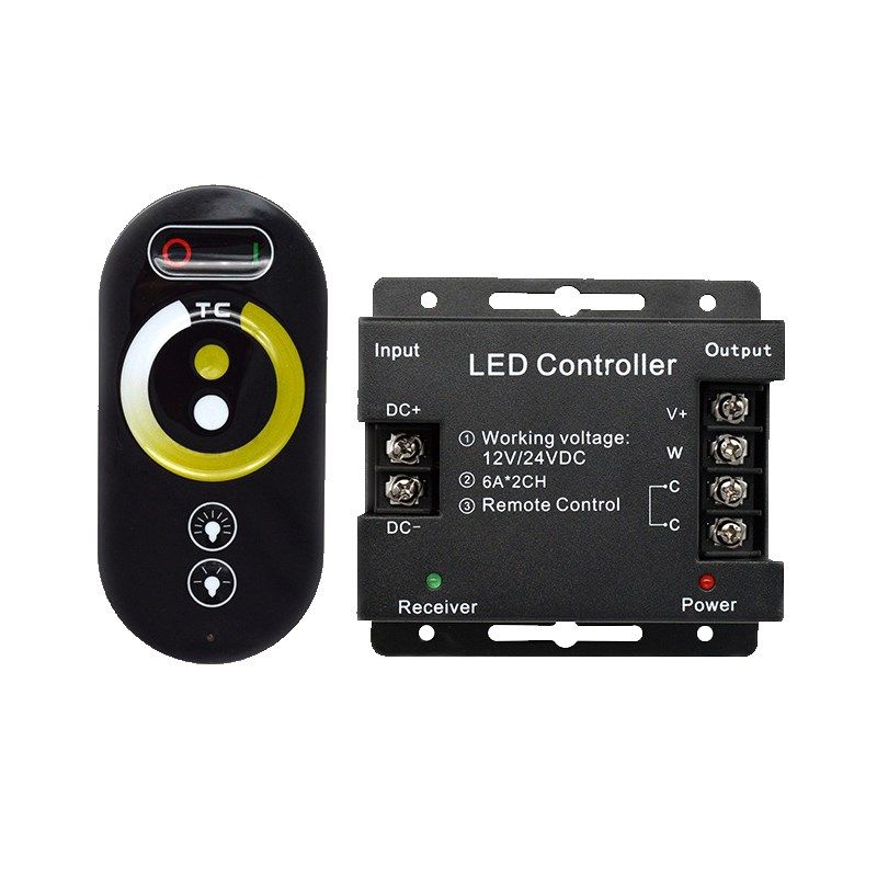 led双色温灯带无线触摸6键12v24伏遥控调光器三色CCT灯条控制器5V,家装灯饰光源,室内LED灯带,淘宝优惠券,粉丝福利购,淘宝优惠卷