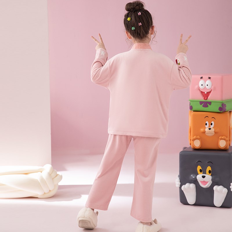 女童睡衣冬季女士秋冬款海岛绒加绒加厚款法兰绒珊瑚绒家居服套装