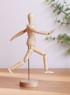 关节人偶素体手办模型diy创意木头人手家居装饰品办公室桌面摆件