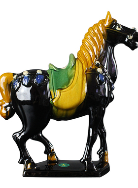唐三彩陶瓷马卧室客厅电视柜送领导玄关中式家居工艺品招财马摆件