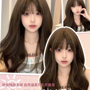 哼唧日常假发女长发港风复古中分刘海蛋卷头羊毛卷长卷发自然蓬松