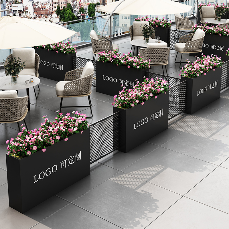 户外铁艺花箱市政花槽商业街组合花架定制房地产移动花坛围栏隔断