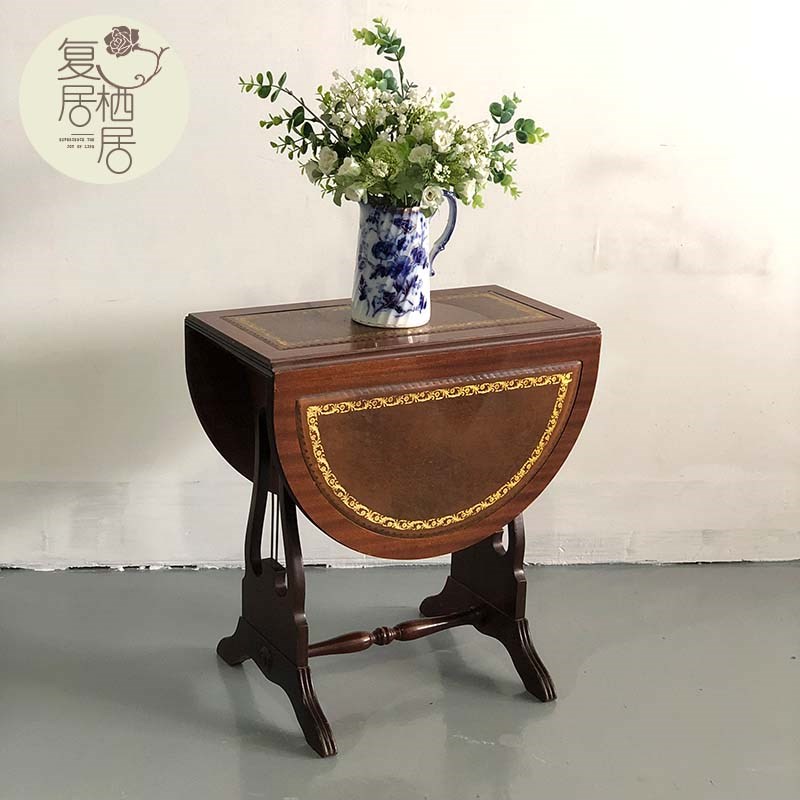 欧式实木复古小桌折叠桌子老家具小咖啡桌橡木定制小长桌下午茶桌