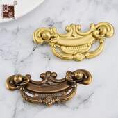 橱柜门把手 仿古金色明装 纯黄铜中式 复古柜门拉手衣柜抽屉拉手欧式