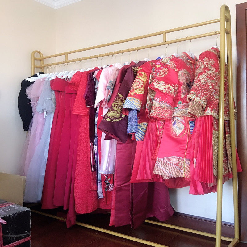 金色婚纱架影楼专用展示架礼服架子欧式铁艺高档落地旗袍挂衣货架