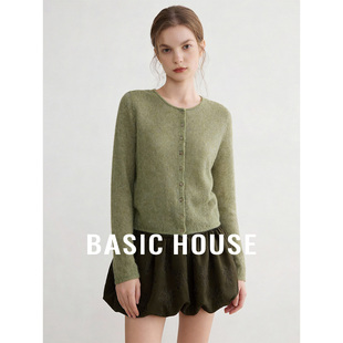春新款 百家好纯色圆领针织开衫 宽松软糯内搭外穿上衣 House Basic