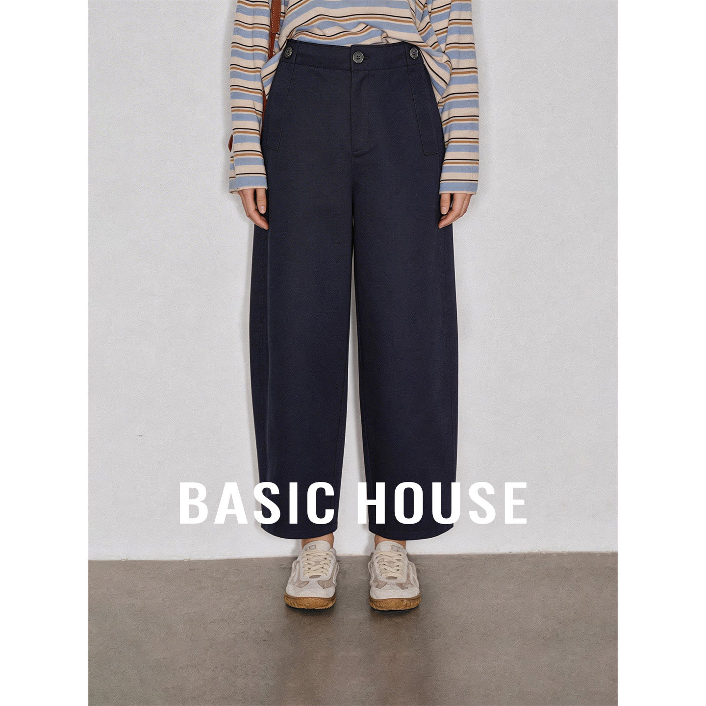 Basic House/百家好通勤百搭直筒裤子女士秋季新款气质九分休闲裤