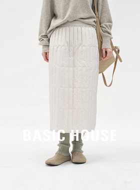 Basic House/百家好轻薄羽绒半身裙冬季新款高腰加厚中长款A字裙